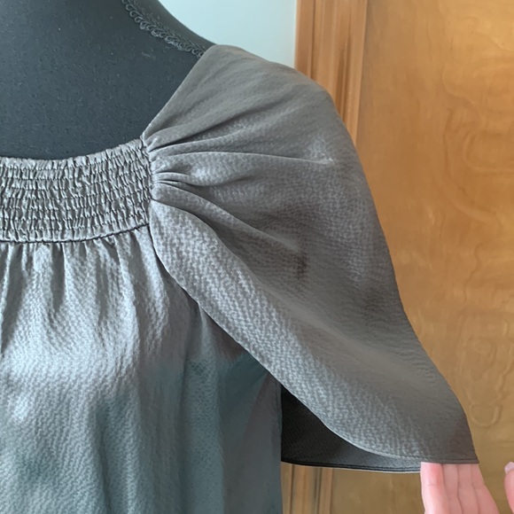 BCBGMaxAzria Woven Silk Top - Textured Silk Draped Cowl Back - Picture 5 of 9